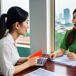 **

Prompt: A brightly lit, modern Vietnamese office scene. Two individuals are in a friendly discussion at a desk; one is a young businesswoman in a stylish ao dai, the other is a slightly older male legal advisor in a suit. Papers and a laptop showing legal documents are on the desk. Soft focus on a cityscape of Ho Chi Minh City visible through the window. The overall tone is positive and collaborative. Focus on the "win-win" solution concept, emphasizing fair labor practices in Vietnam.

**